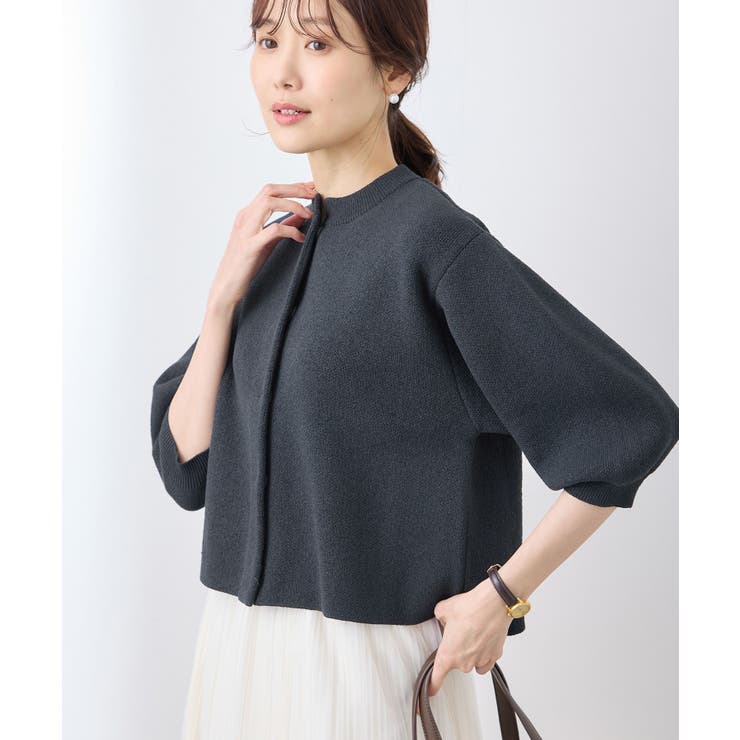 【emur/エミュール】モールヤーン畦ニット5分袖カーディガン | ROPE' PICNIC | 詳細画像8 