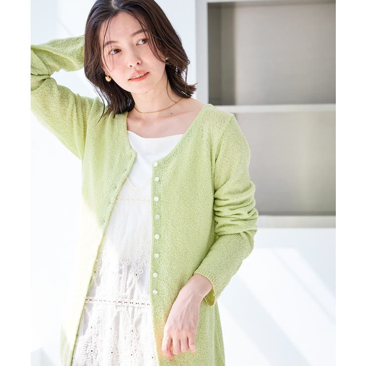 キミドリ(34) | 【WEB限定】多ボタンミドル丈シアーカーディガン | ROPE' PICNIC