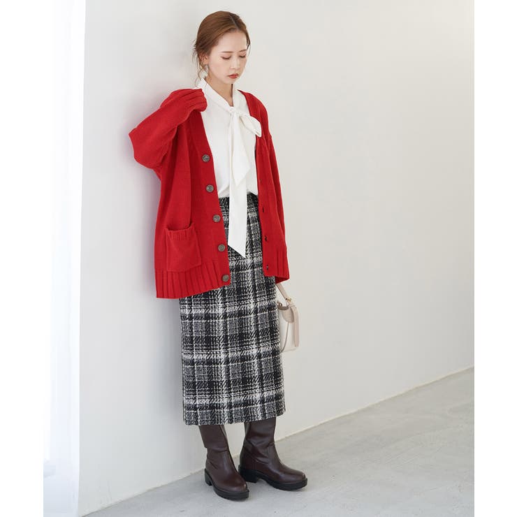 【WEB限定カラー:レッド】バンドンニットミドル丈カーディガン | ROPE' PICNIC | 詳細画像22 