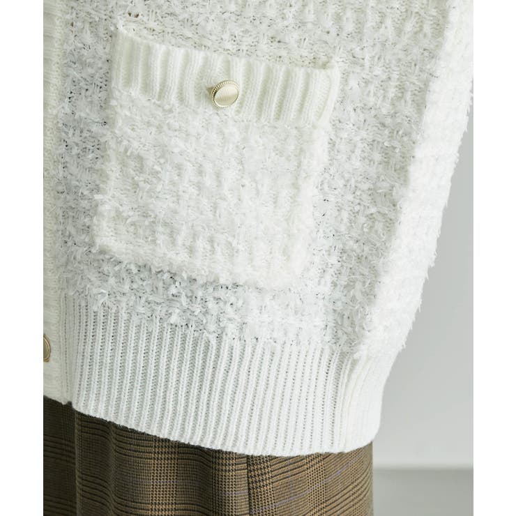 リボンヤーンニットツイードカーディガン[品番：RPCW0032375]｜ROPE