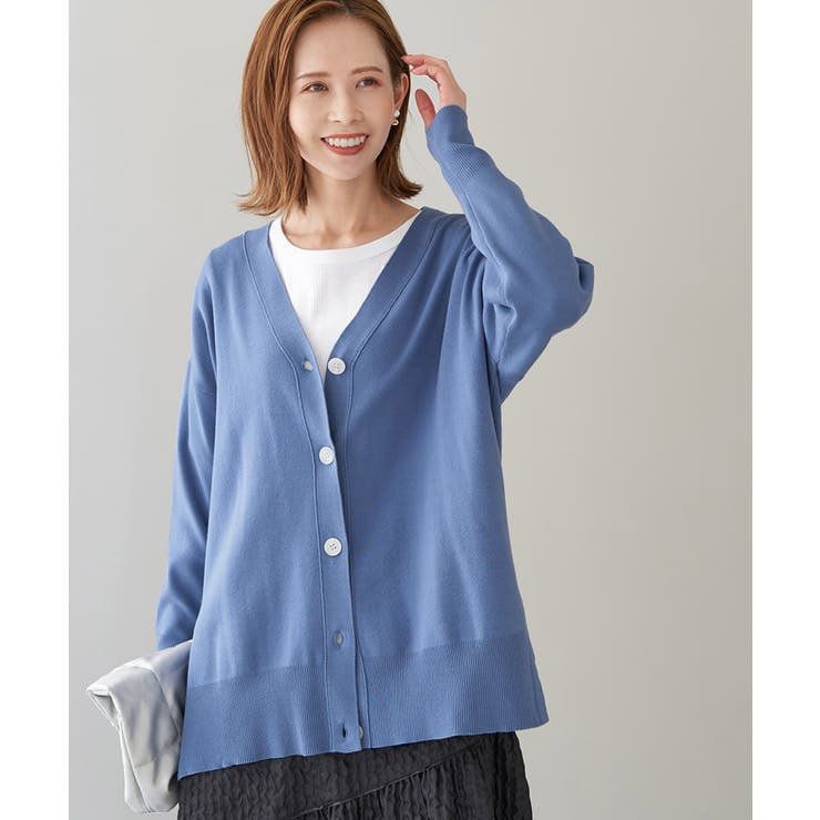 【WEB限定カラー:モカ,ブルー】アンチピリングVあきニットカーディガン | ROPE' PICNIC | 詳細画像12 