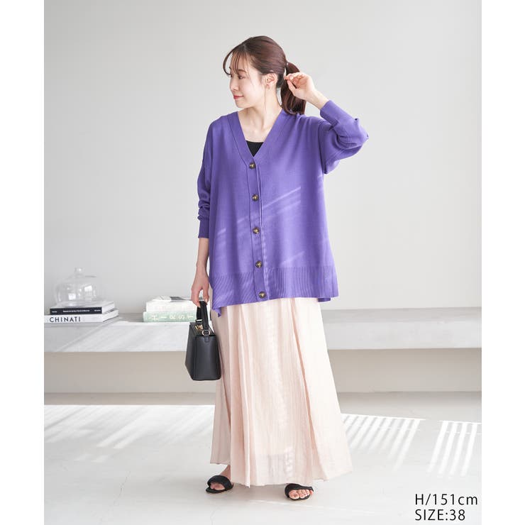【WEB限定カラー:モカ,ブルー】アンチピリングVあきニットカーディガン | ROPE' PICNIC | 詳細画像23 