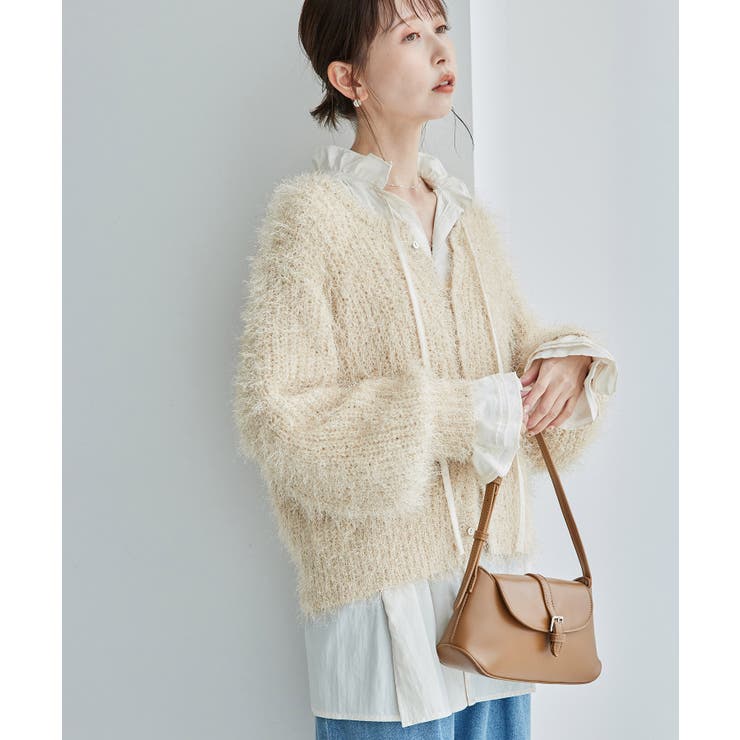 ベージュ(27) | ラメフェザーカーディガン | ROPE' PICNIC