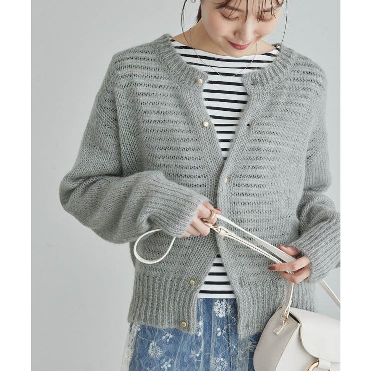 グレー(07) | モヘヤ混メタル釦カーディガン | ROPE' PICNIC
