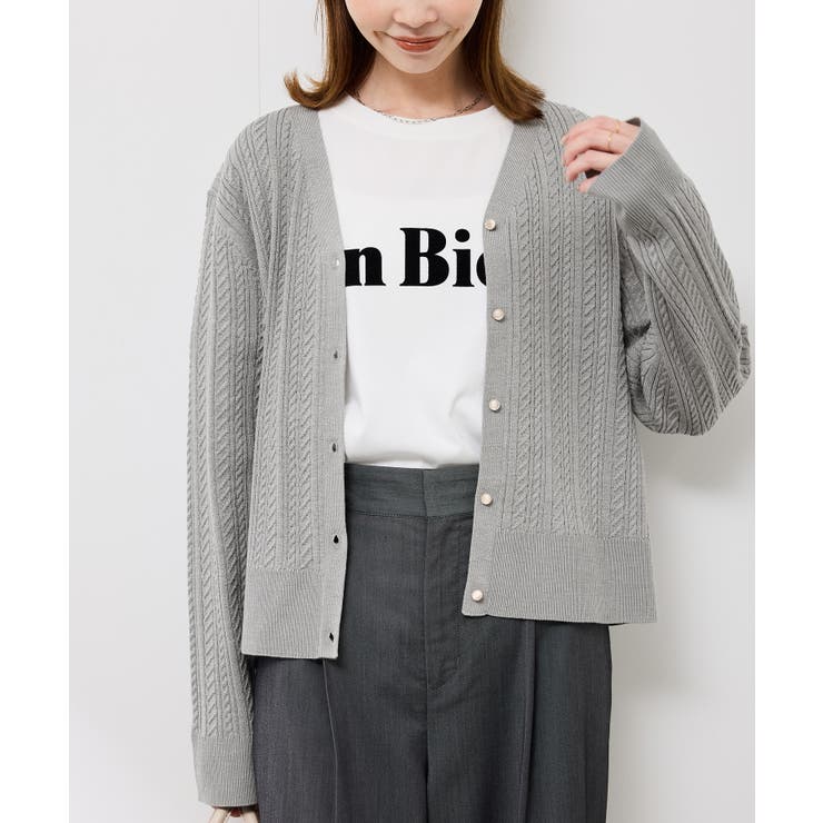 【アンチピリング・洗濯機OK】ミニケーブルカーディガン | ROPE' PICNIC | 詳細画像12 