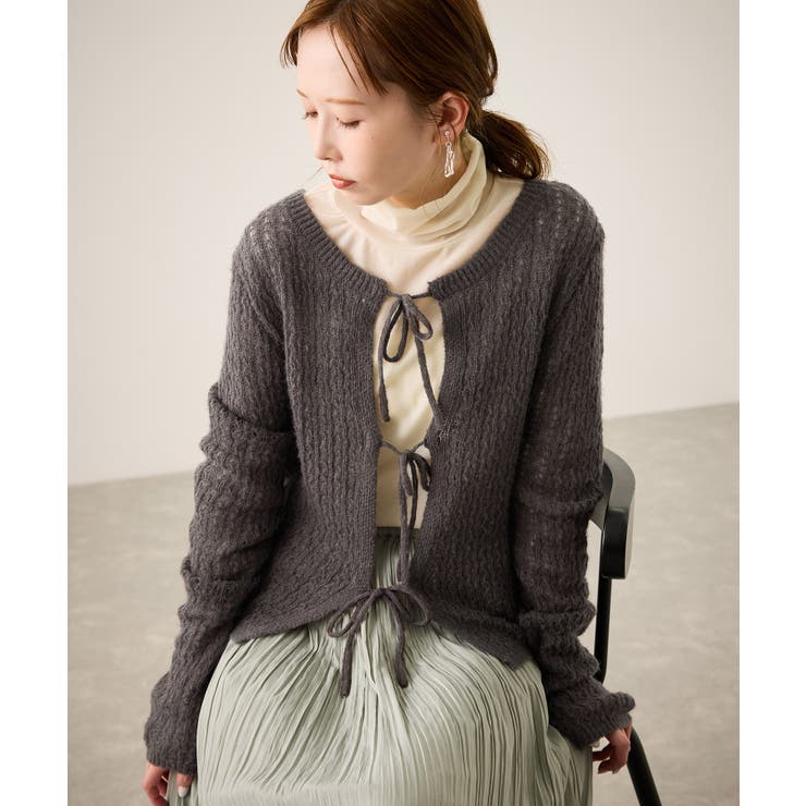 レース編みメッシュニットカーディガン | ROPE' PICNIC | 詳細画像1 