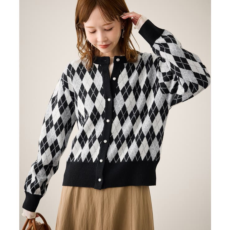 ブラック(01) | アーガイル柄アソートカーディガン | ROPE' PICNIC