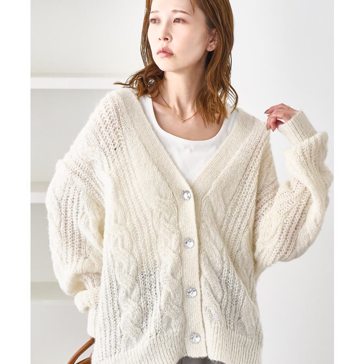ゆるケーブル編みVネックニットカーディガン | ROPE' PICNIC | 詳細画像13 