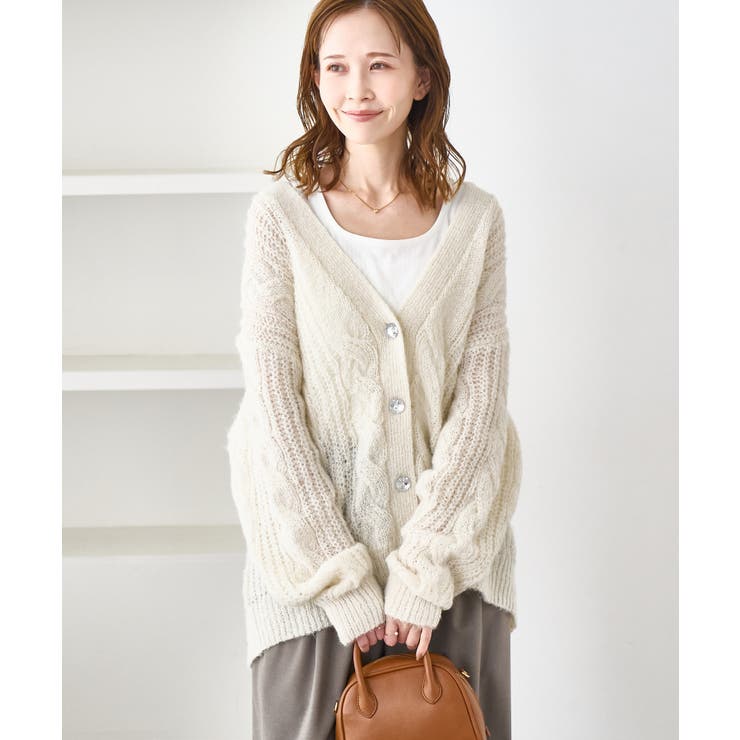 ゆるケーブル編みVネックニットカーディガン | ROPE' PICNIC | 詳細画像14 