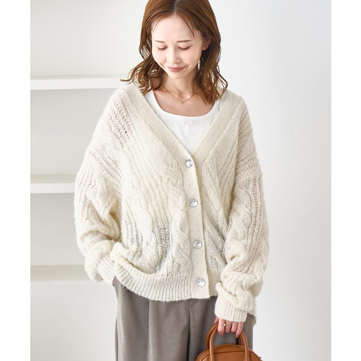 ゆるケーブル編みVネックニットカーディガン | ROPE' PICNIC | 詳細画像15 