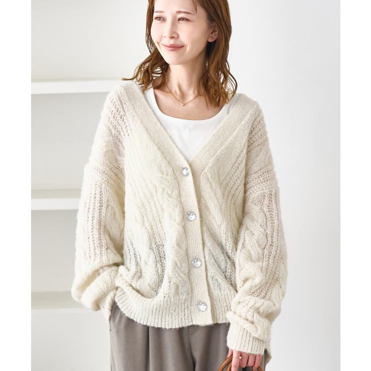 ゆるケーブル編みVネックニットカーディガン | ROPE' PICNIC | 詳細画像16 