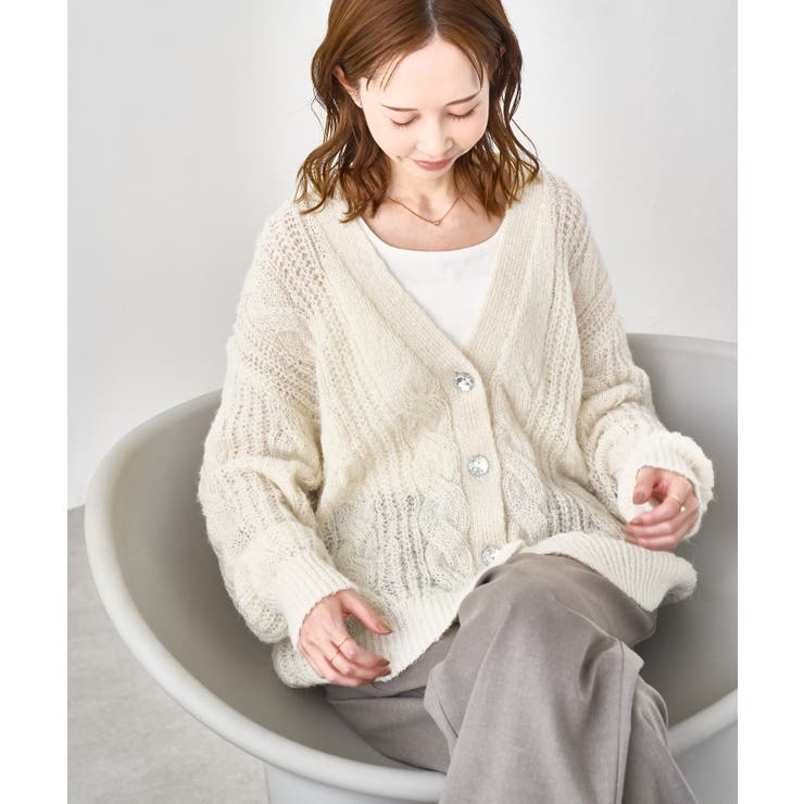 ゆるケーブル編みVネックニットカーディガン | ROPE' PICNIC | 詳細画像18 