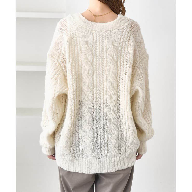 ゆるケーブル編みVネックニットカーディガン | ROPE' PICNIC | 詳細画像34 