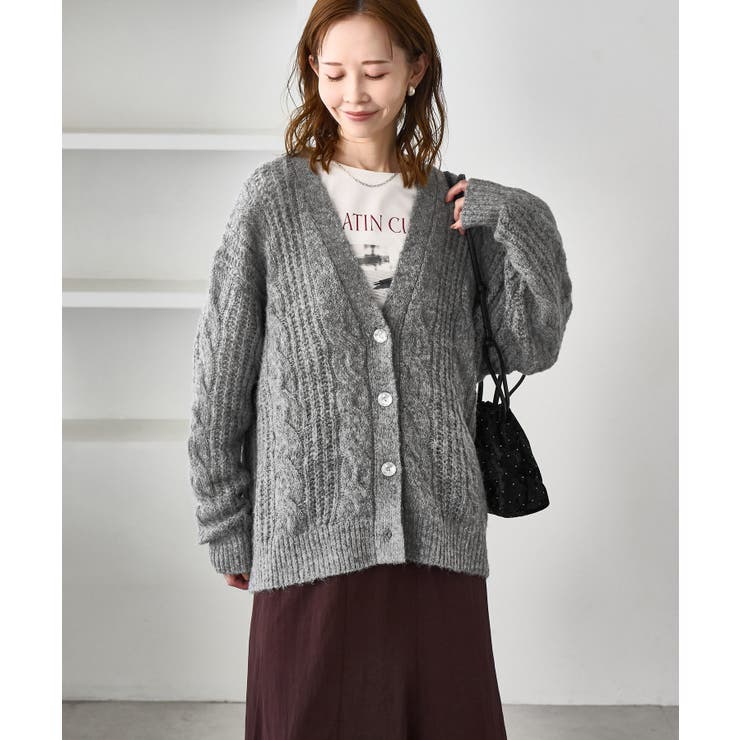 ゆるケーブル編みVネックニットカーディガン | ROPE' PICNIC | 詳細画像5 