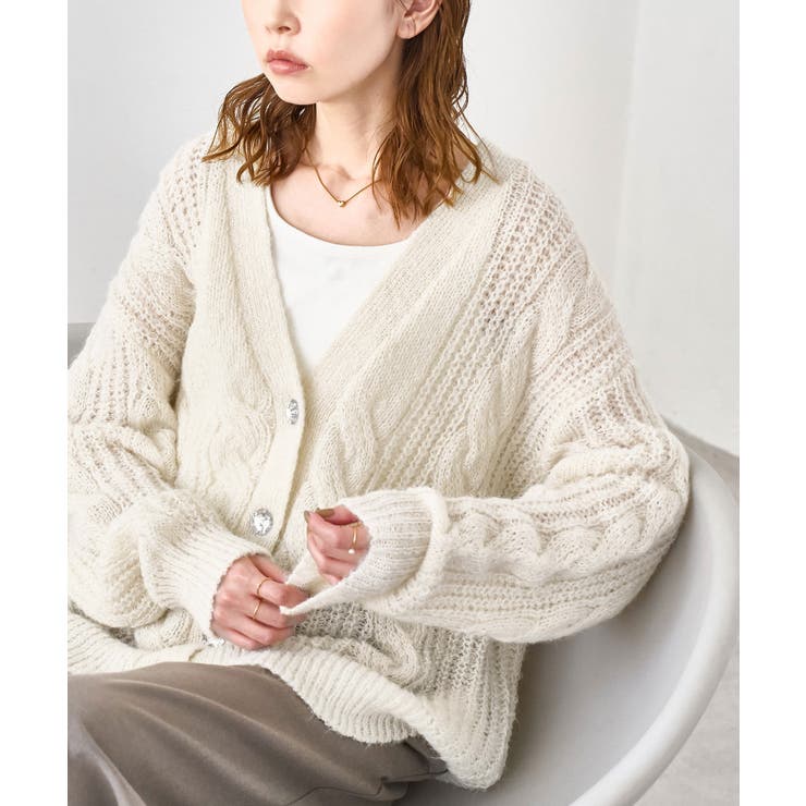 キナリ(16) | ゆるケーブル編みVネックニットカーディガン | ROPE' PICNIC