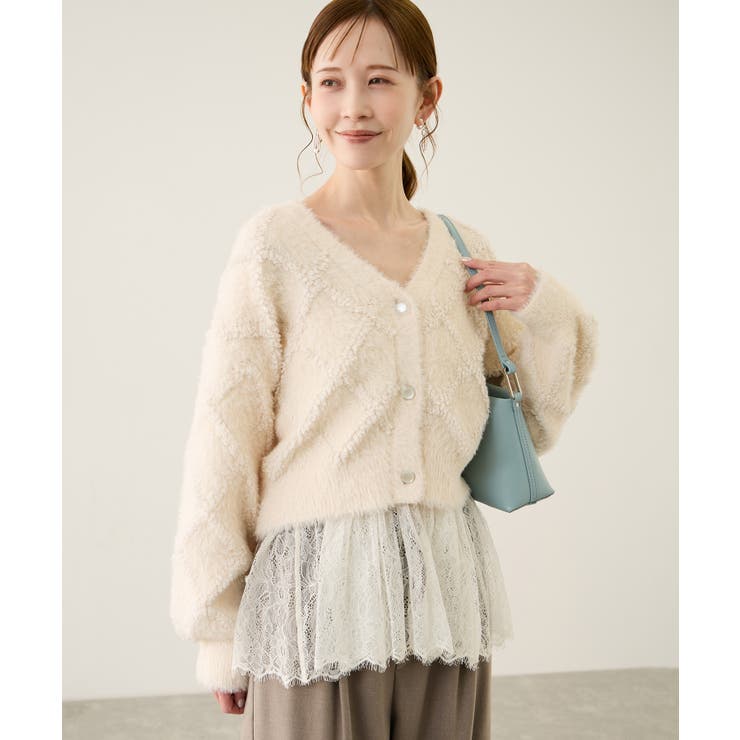 キナリ(16) | ダイヤチェック柄ループフェザーカーディガン | ROPE' PICNIC