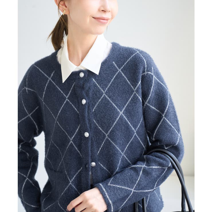 ネイビー(40) | ラメフェザーカーディガン | ROPE' PICNIC