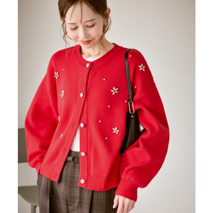 レッド(60) | ビジューニットカーディガン | ROPE' PICNIC
