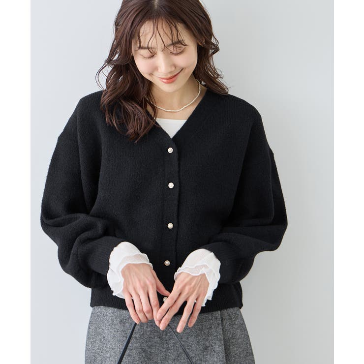 スフレニットシリーズ パールボタンショートカーディガン イージーケア | ROPE' PICNIC | 詳細画像4 