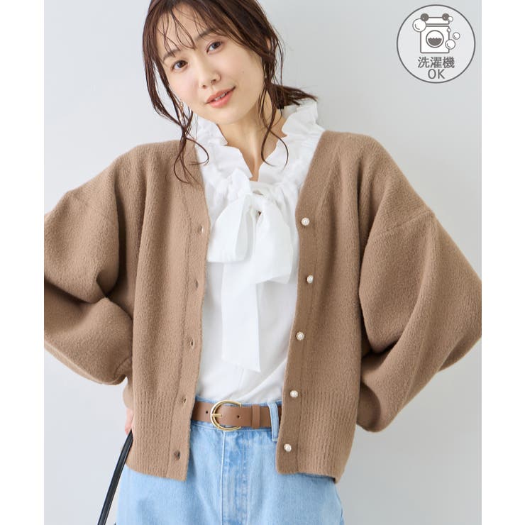 ベージュ(27) | スフレニットシリーズ パールボタンショートカーディガン イージーケア | ROPE' PICNIC