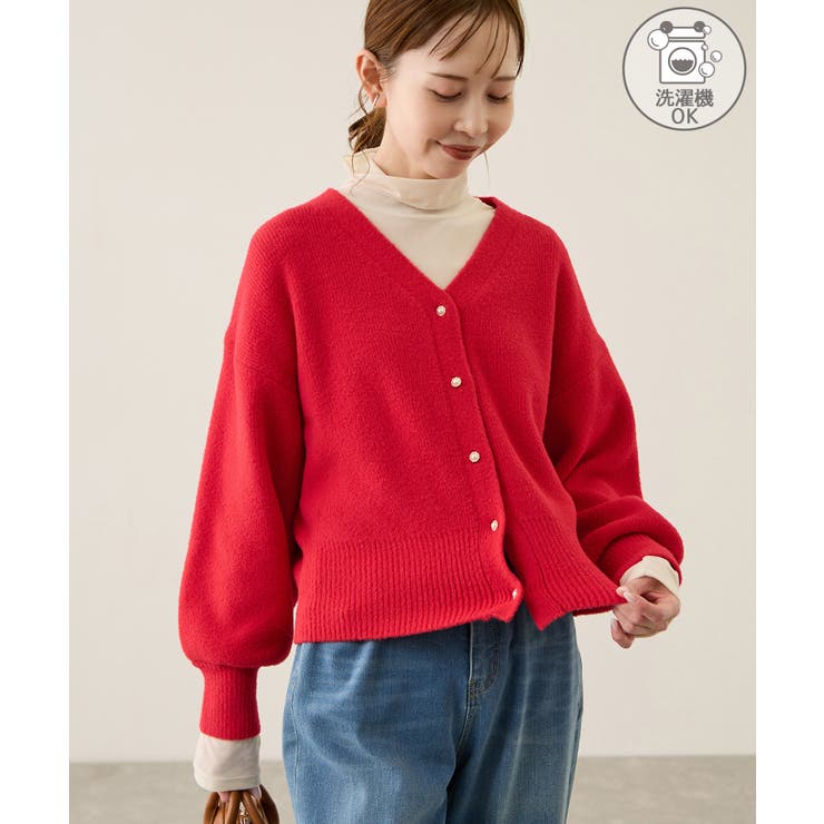レッド(60) | スフレニットシリーズ パールボタンショートカーディガン イージーケア | ROPE' PICNIC