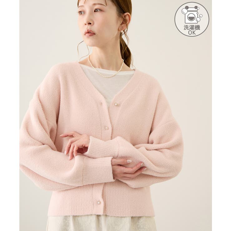 ピンク系(65) | スフレニットシリーズ パールボタンショートカーディガン イージーケア | ROPE' PICNIC
