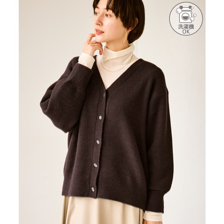 ブラウン(20) | 【新色追加】スフレニットシリーズ 変形メタルボタンミドル丈カーディガン イージー… | ROPE' PICNIC