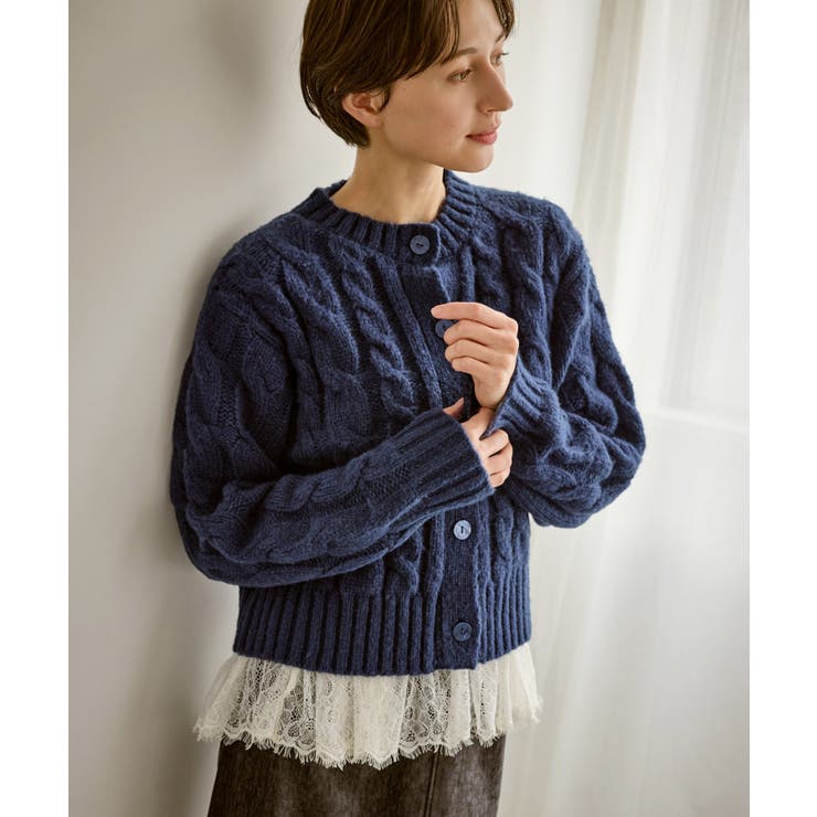 ネイビー(40) | ケーブルニットカーディガン | ROPE' PICNIC