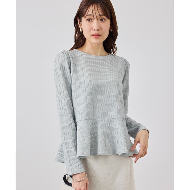 サックス(48) | カットジャガードペプラムカーディガントップス/前後2WAY | ROPE' PICNIC