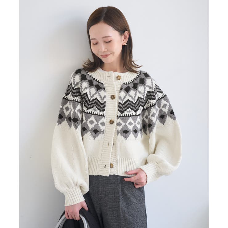 キナリ(16) | 求心柄ボリュームスリーブカーディガン/イージーケア | ROPE' PICNIC