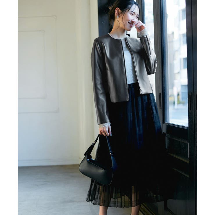 【花粉ガード】シンセティックレザーノーカラージャケット | ROPE' PICNIC | 詳細画像10 