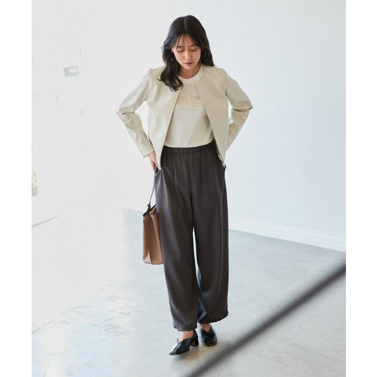 【花粉ガード】シンセティックレザーノーカラージャケット | ROPE' PICNIC | 詳細画像13 