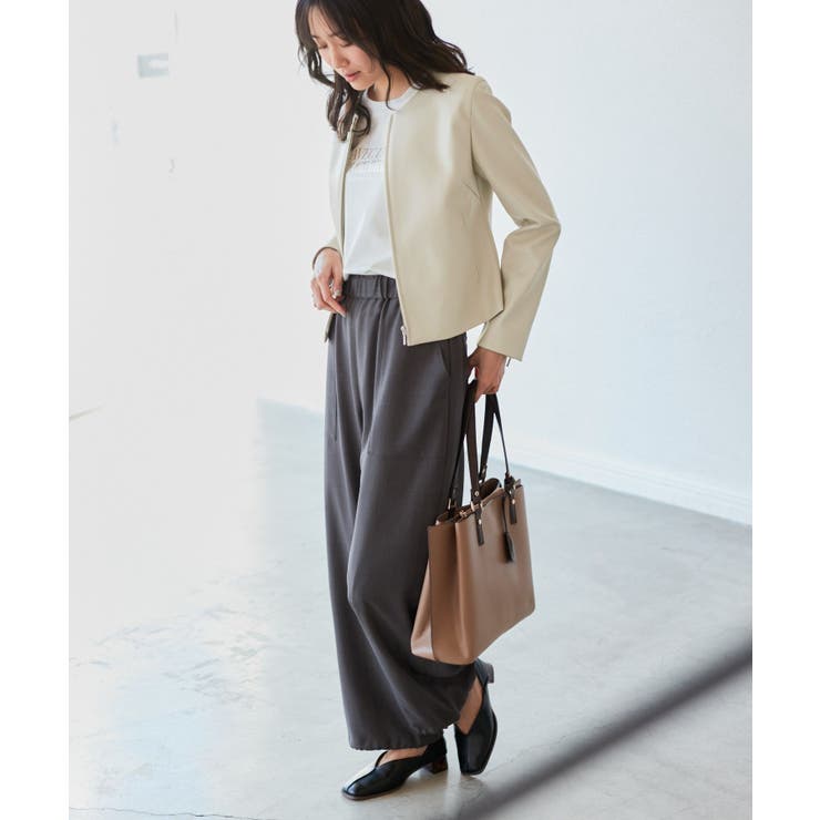 【花粉ガード】シンセティックレザーノーカラージャケット | ROPE' PICNIC | 詳細画像15 