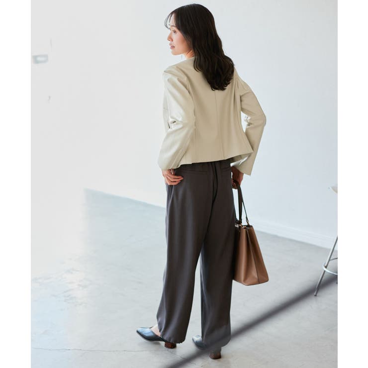 【花粉ガード】シンセティックレザーノーカラージャケット | ROPE' PICNIC | 詳細画像16 