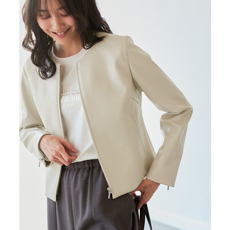 【花粉ガード】シンセティックレザーノーカラージャケット | ROPE' PICNIC | 詳細画像17 