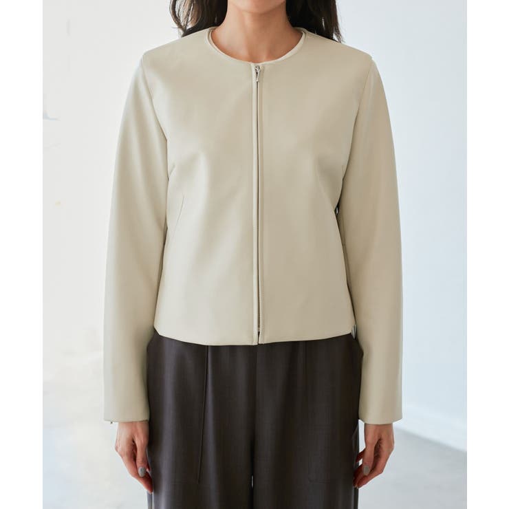 【花粉ガード】シンセティックレザーノーカラージャケット | ROPE' PICNIC | 詳細画像19 