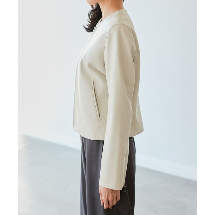 【花粉ガード】シンセティックレザーノーカラージャケット | ROPE' PICNIC | 詳細画像20 