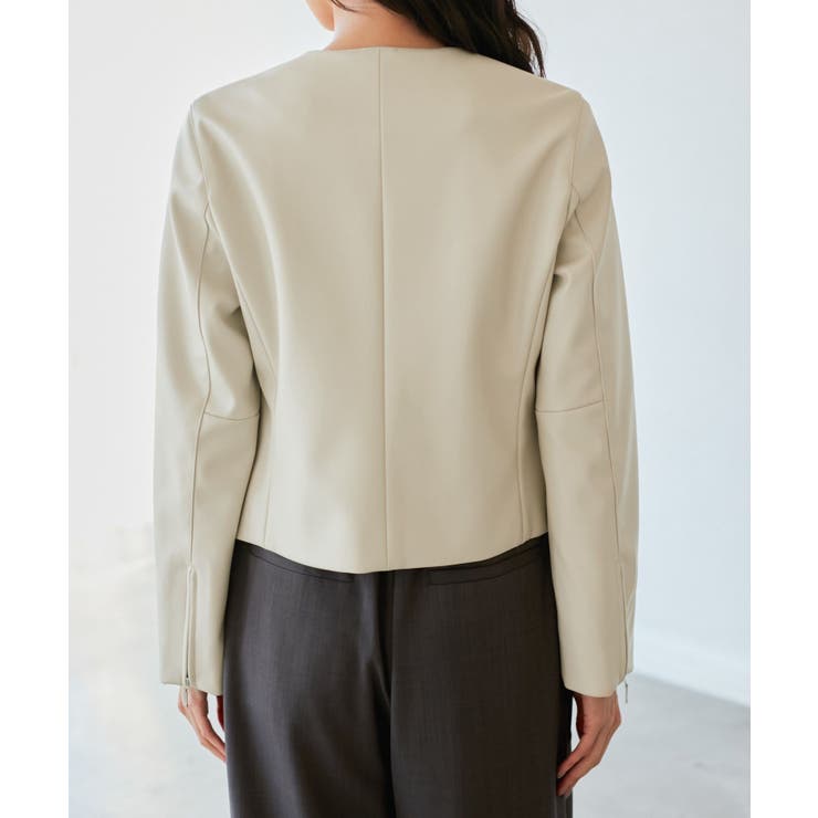 【花粉ガード】シンセティックレザーノーカラージャケット | ROPE' PICNIC | 詳細画像21 