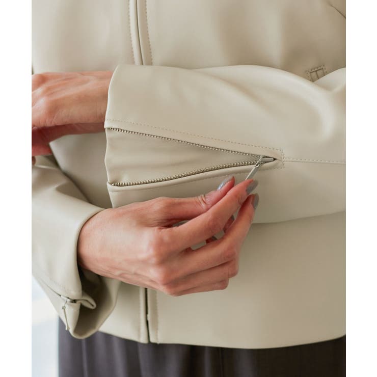 【花粉ガード】シンセティックレザーノーカラージャケット | ROPE' PICNIC | 詳細画像24 