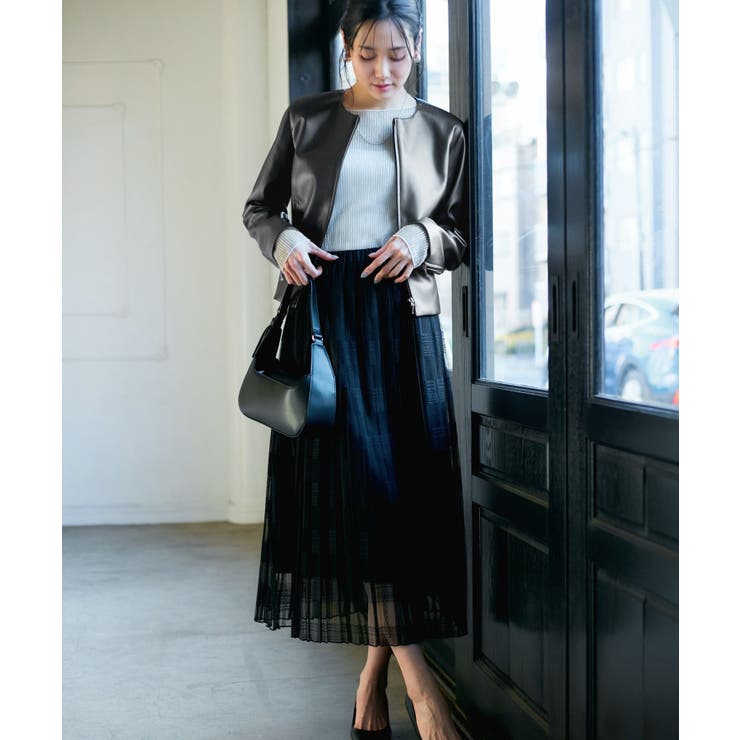 【花粉ガード】シンセティックレザーノーカラージャケット | ROPE' PICNIC | 詳細画像8 