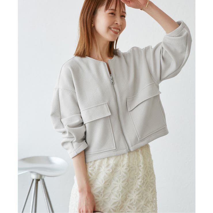 幾何柄ジャガードショート丈ブルゾン | ROPE' PICNIC | 詳細画像10 