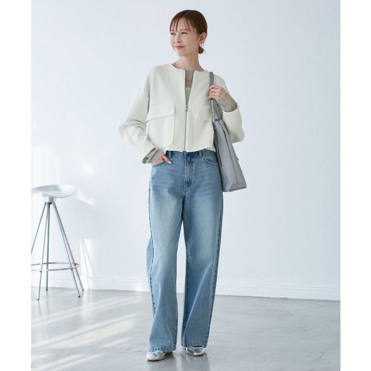 幾何柄ジャガードショート丈ブルゾン | ROPE' PICNIC | 詳細画像14 