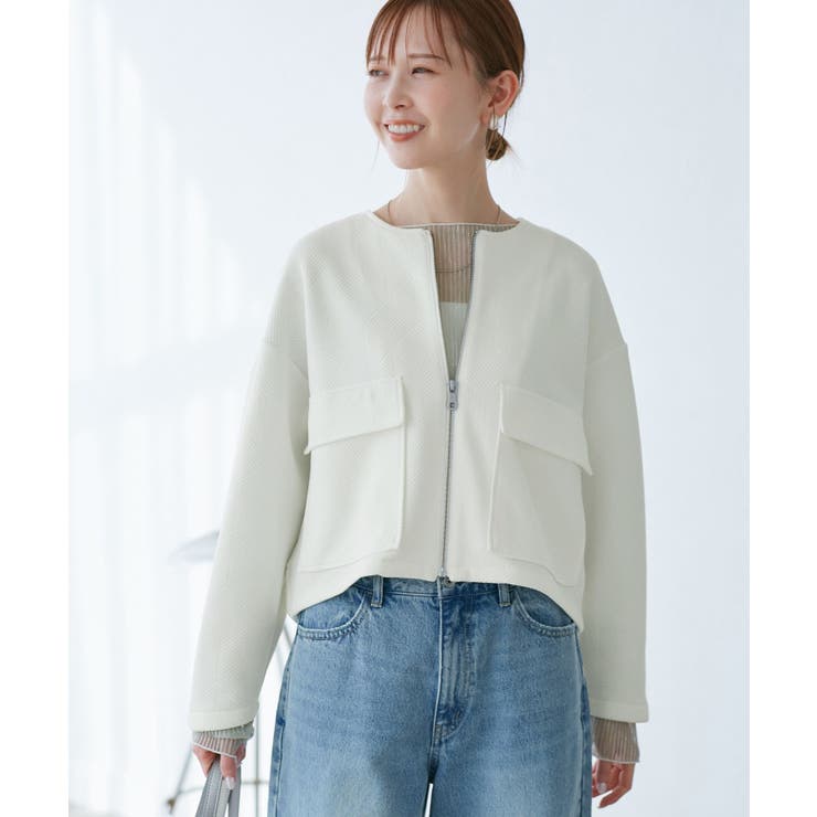 幾何柄ジャガードショート丈ブルゾン | ROPE' PICNIC | 詳細画像18 