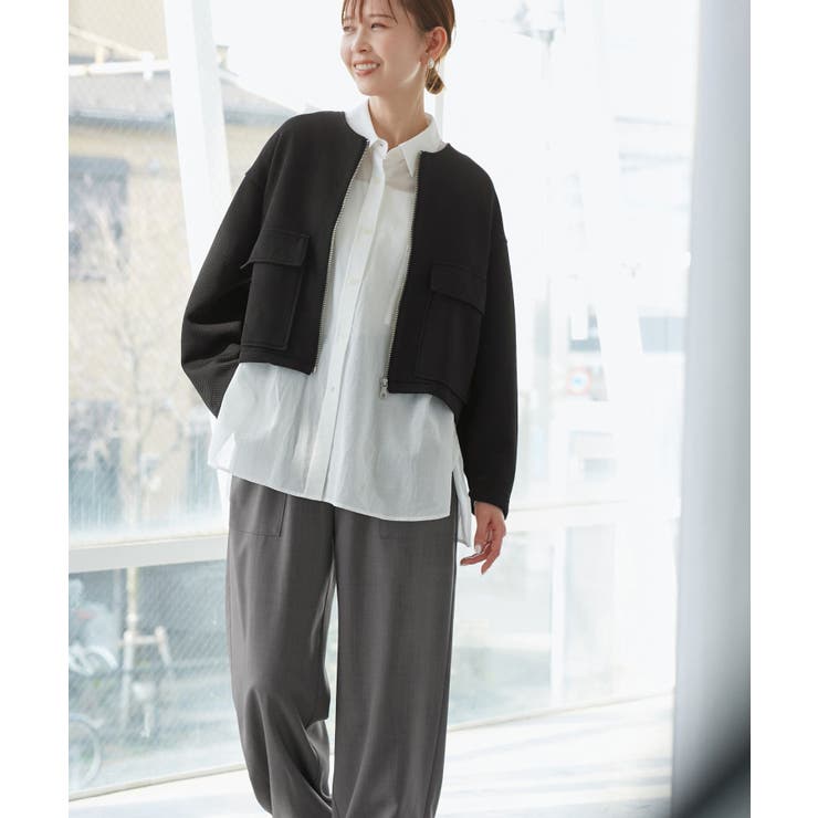 幾何柄ジャガードショート丈ブルゾン | ROPE' PICNIC | 詳細画像2 