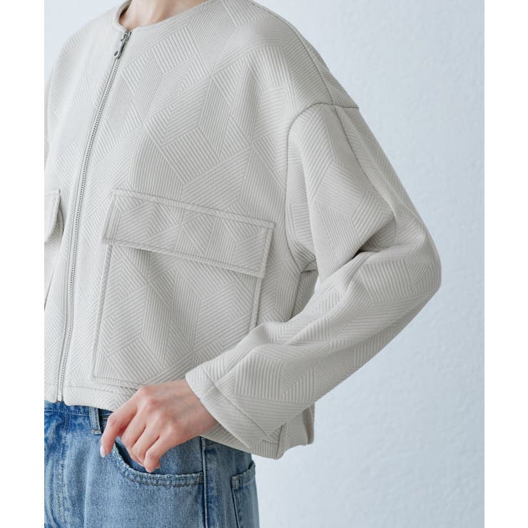 幾何柄ジャガードショート丈ブルゾン | ROPE' PICNIC | 詳細画像30 