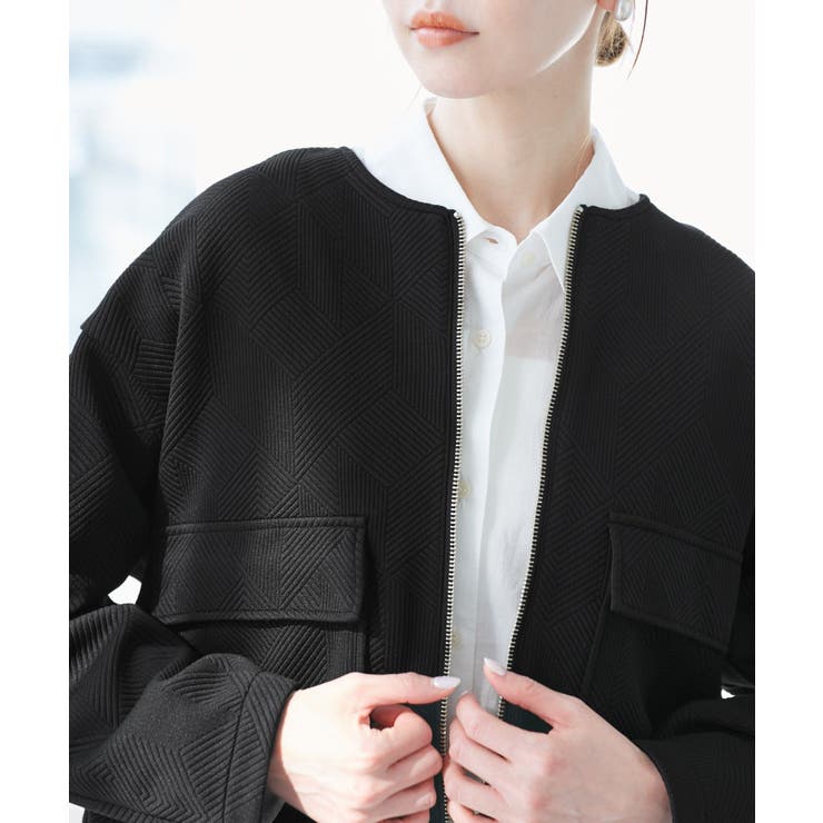 幾何柄ジャガードショート丈ブルゾン | ROPE' PICNIC | 詳細画像6 