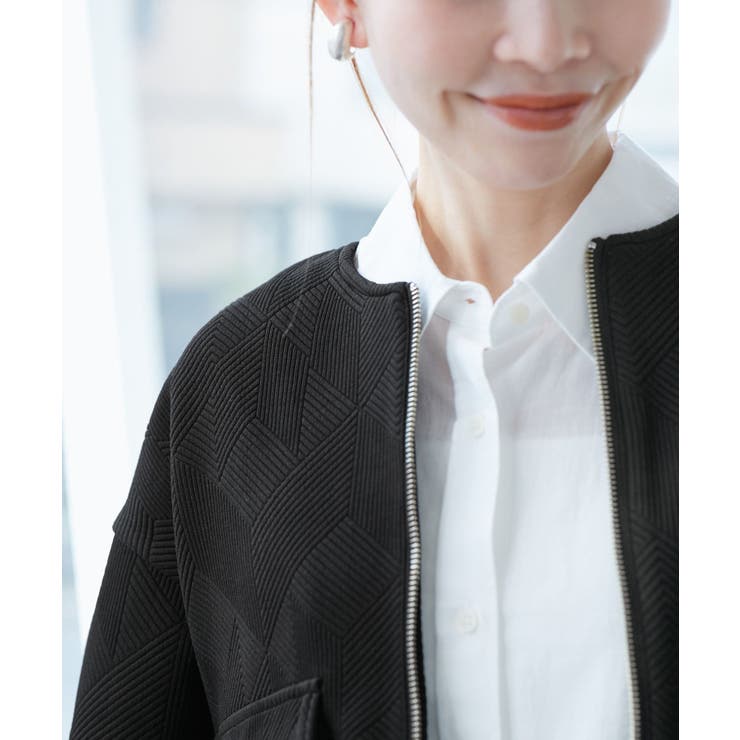 幾何柄ジャガードショート丈ブルゾン | ROPE' PICNIC | 詳細画像7 