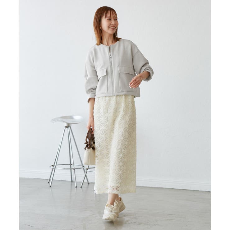 幾何柄ジャガードショート丈ブルゾン | ROPE' PICNIC | 詳細画像9 