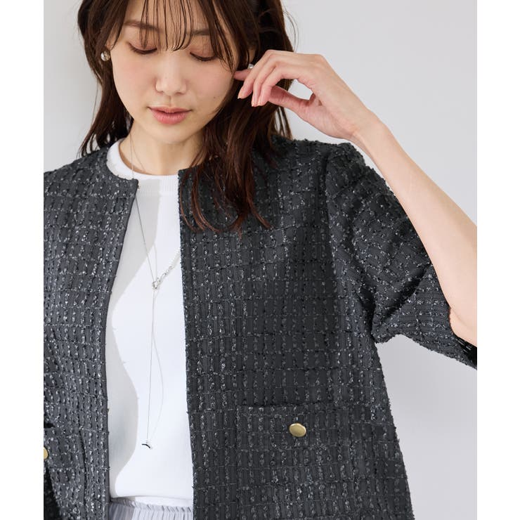 チャコール(06) | 【サマー・ツイード】ハーフスリーブジャケット | ROPE' PICNIC