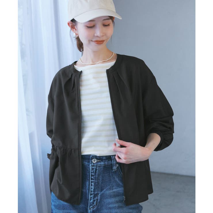 ブラック(01) | 近赤外線防止/ペプラムカーディガンブルゾン | ROPE' PICNIC